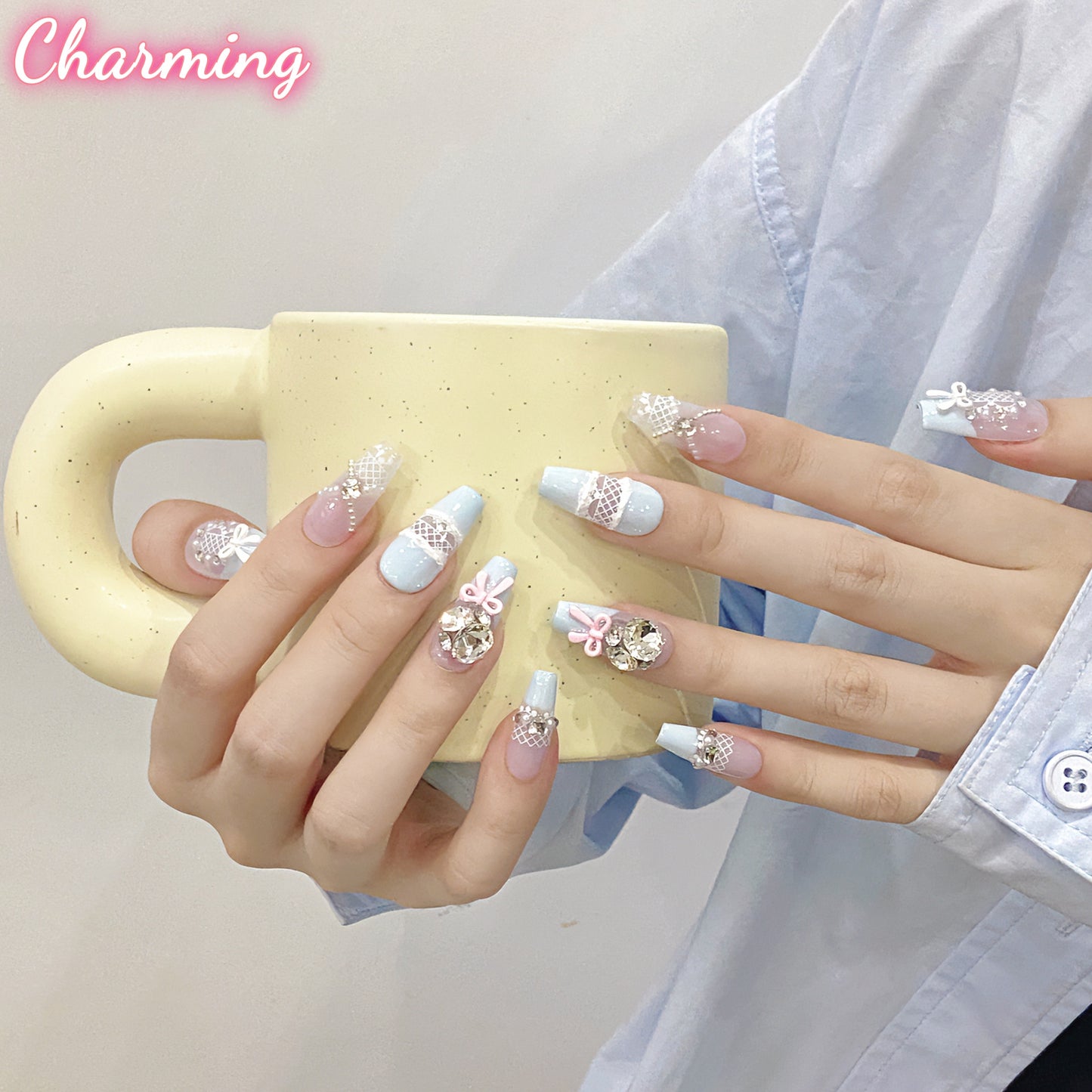 Elegant Blue / Handmade Nails