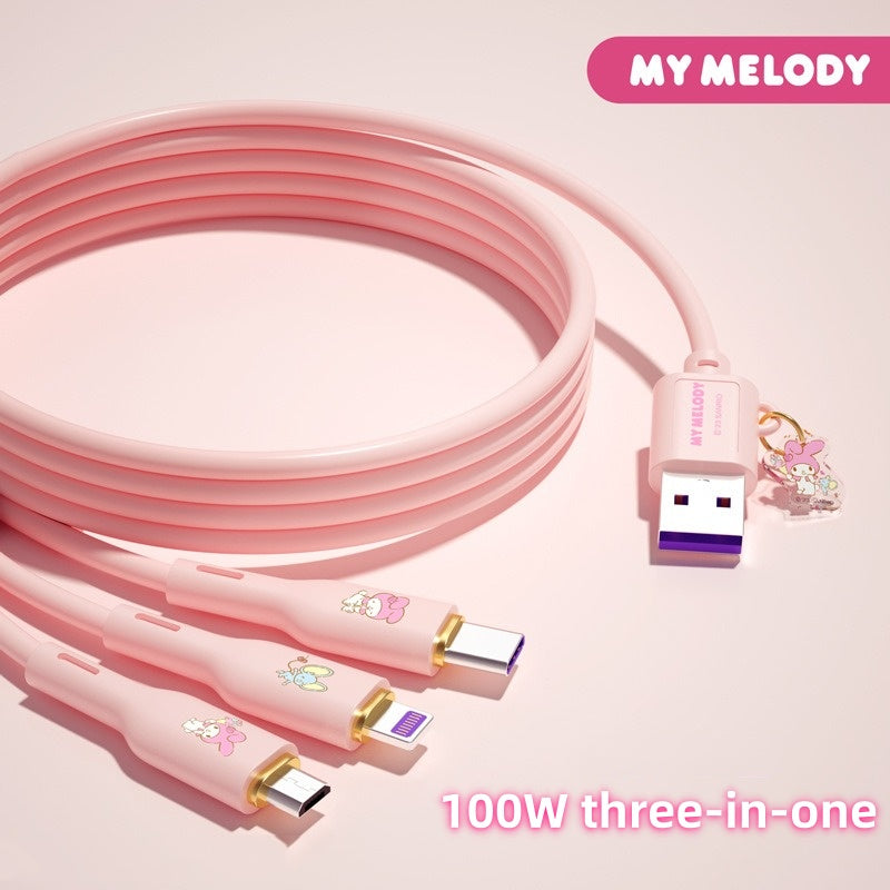 One to three super fast charging data cable suitable for Apple-typec