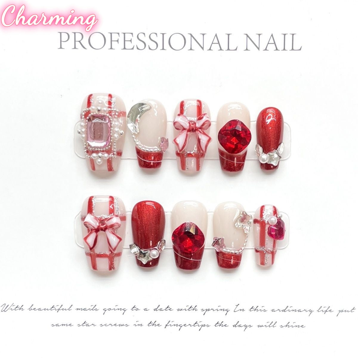 Christmas Ruby / Handmade Nails