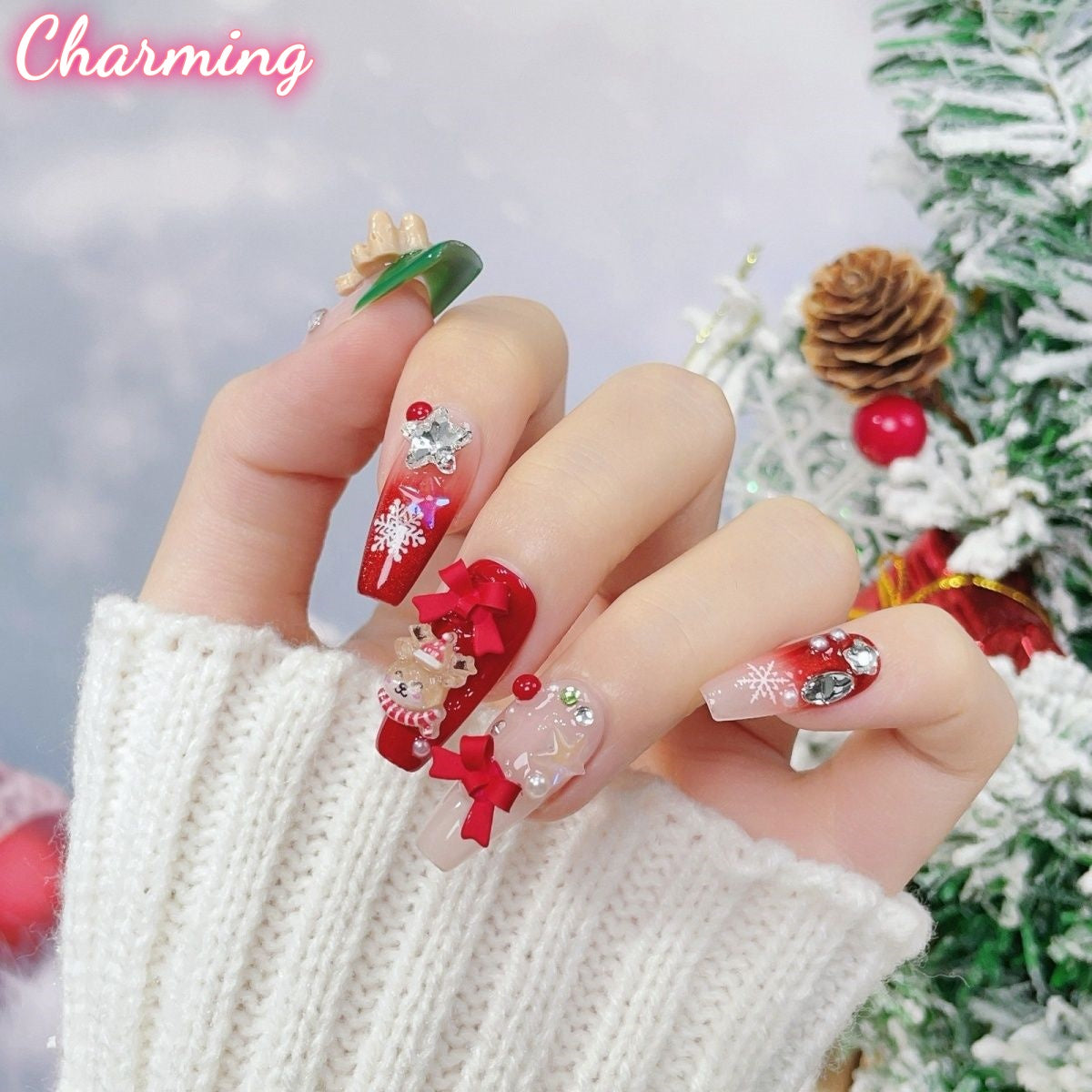 Holiday Cheer Nails / Handmade Nails