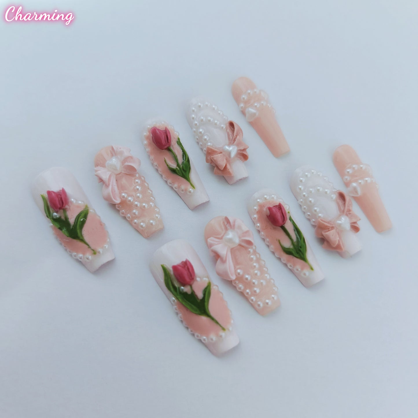 Blossom Ribbon / Handmade Nails
