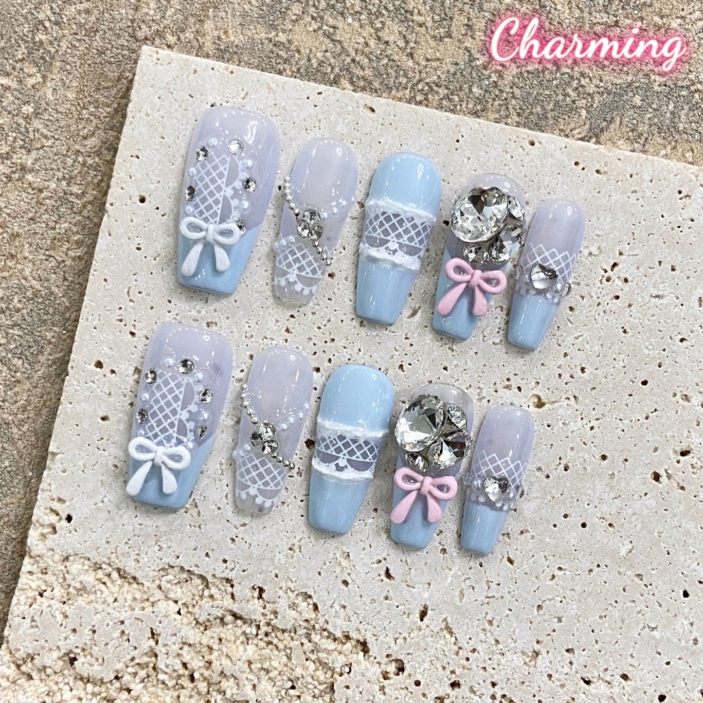 Elegant Blue / Handmade Nails