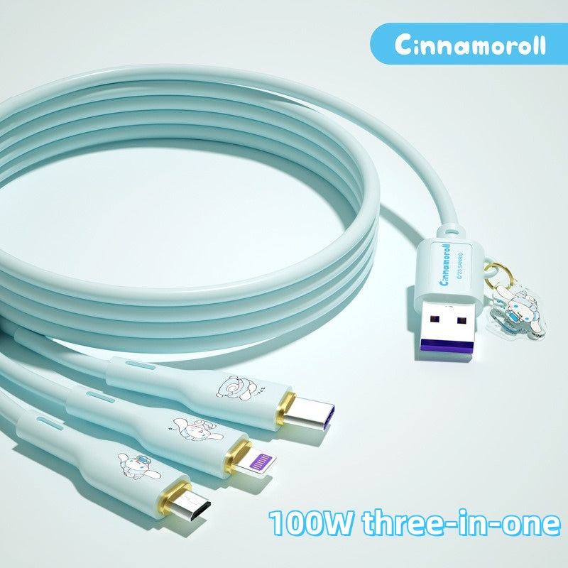 One to three super fast charging data cable suitable for Apple-typec