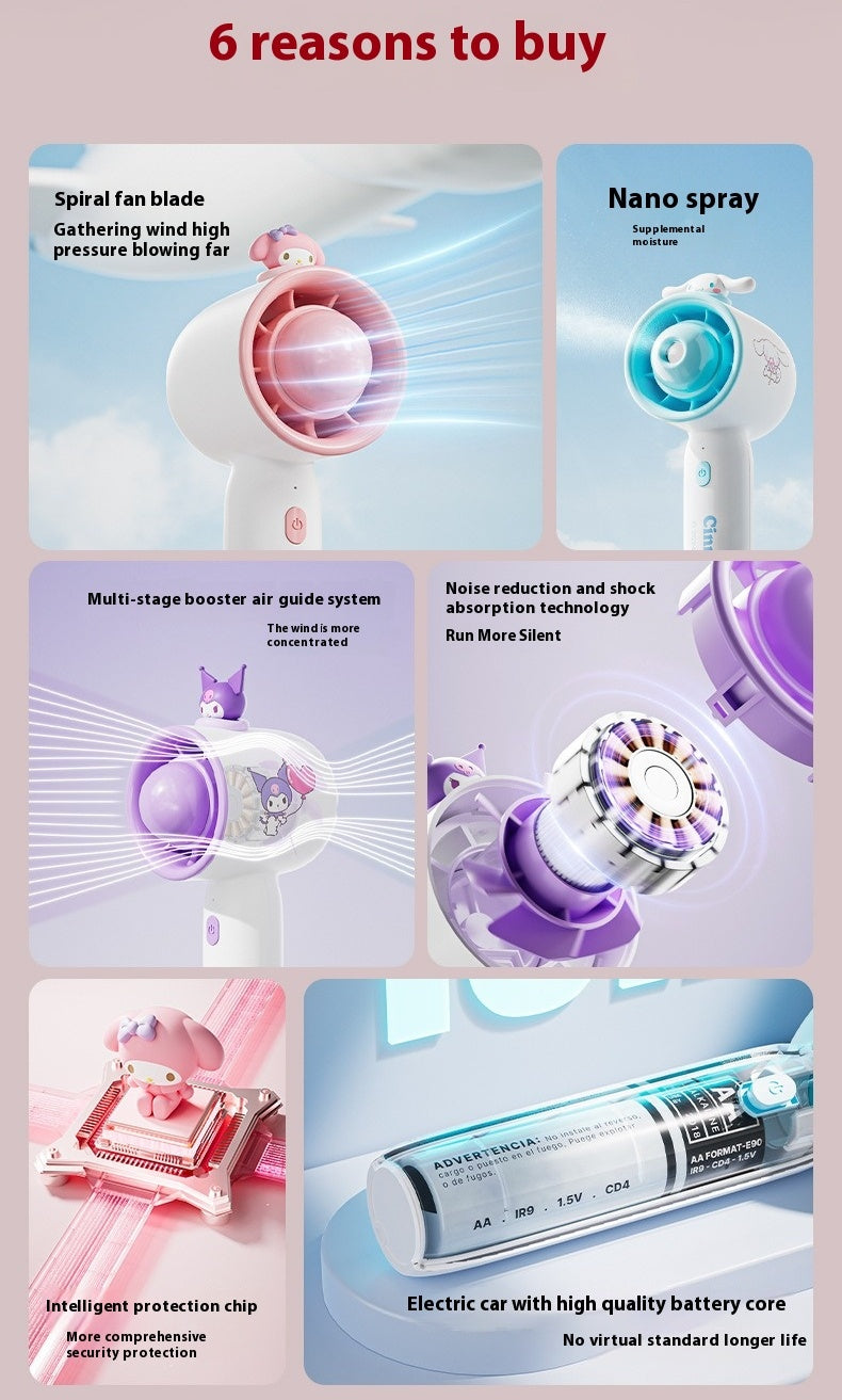 Silent spray handheld fan