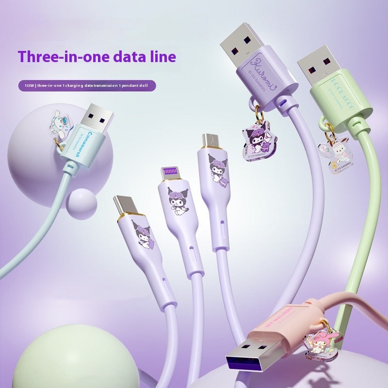 One to three super fast charging data cable suitable for Apple-typec