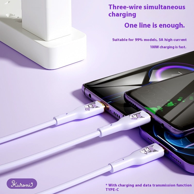 One to three super fast charging data cable suitable for Apple-typec