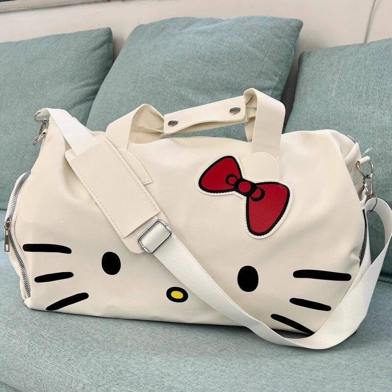 Cartoon Cute Big Bag Shoulder Bow KT Cat Portable Gym Bag Crossbody Travel Bag