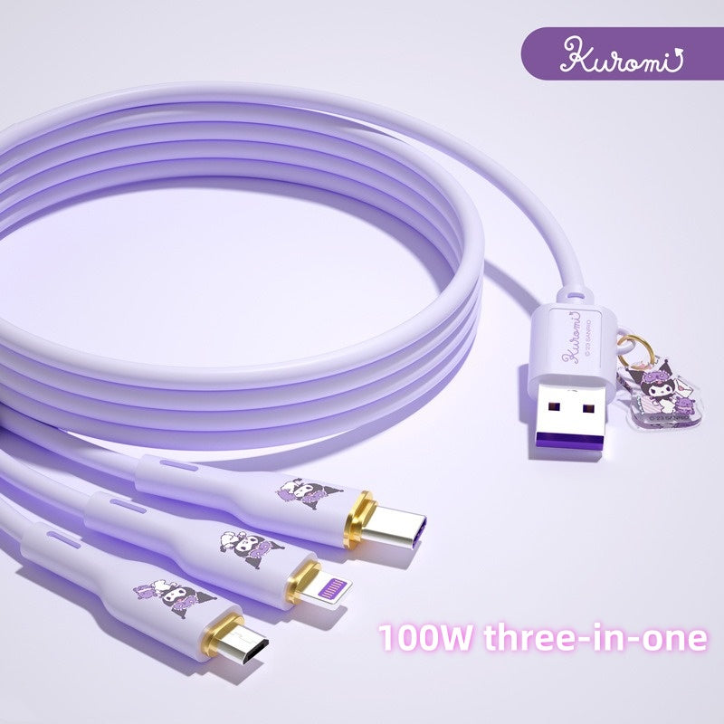 One to three super fast charging data cable suitable for Apple-typec