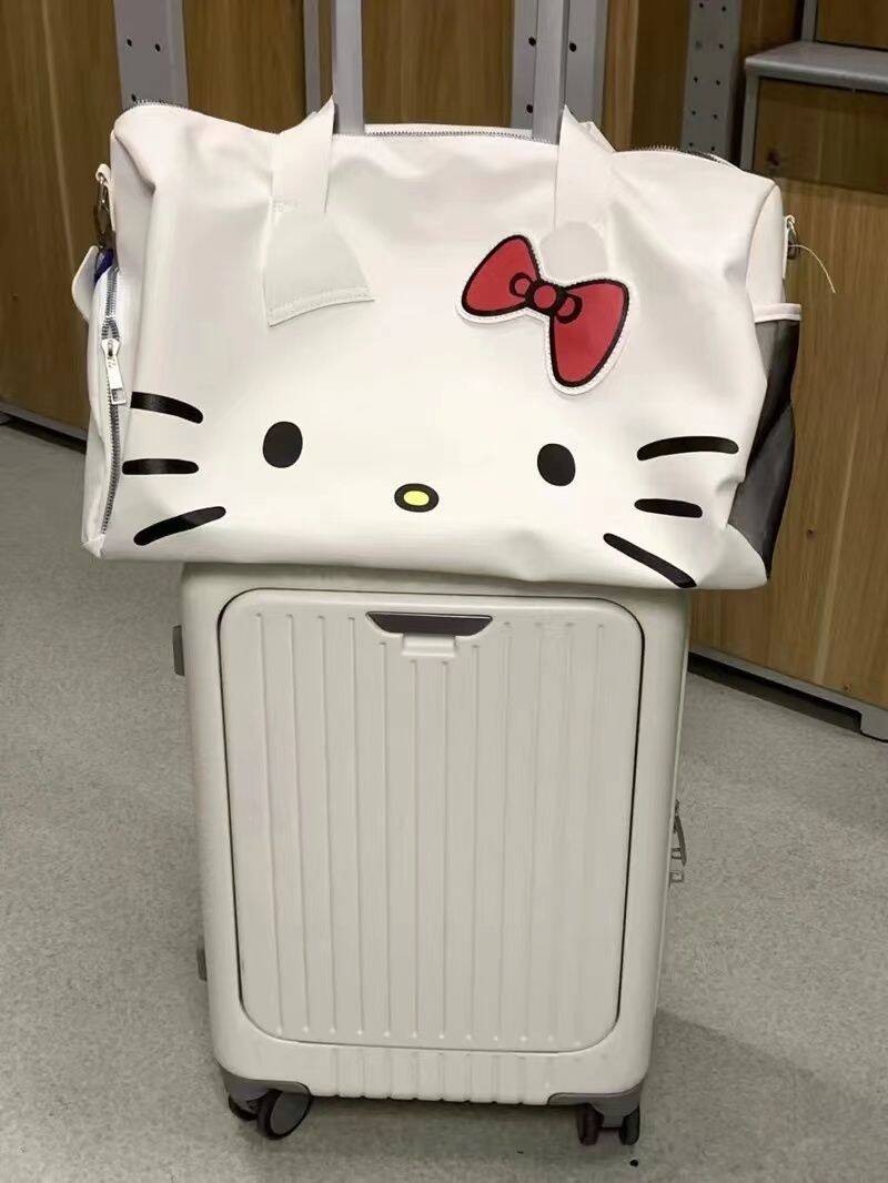 Cartoon Cute Big Bag Shoulder Bow KT Cat Portable Gym Bag Crossbody Travel Bag