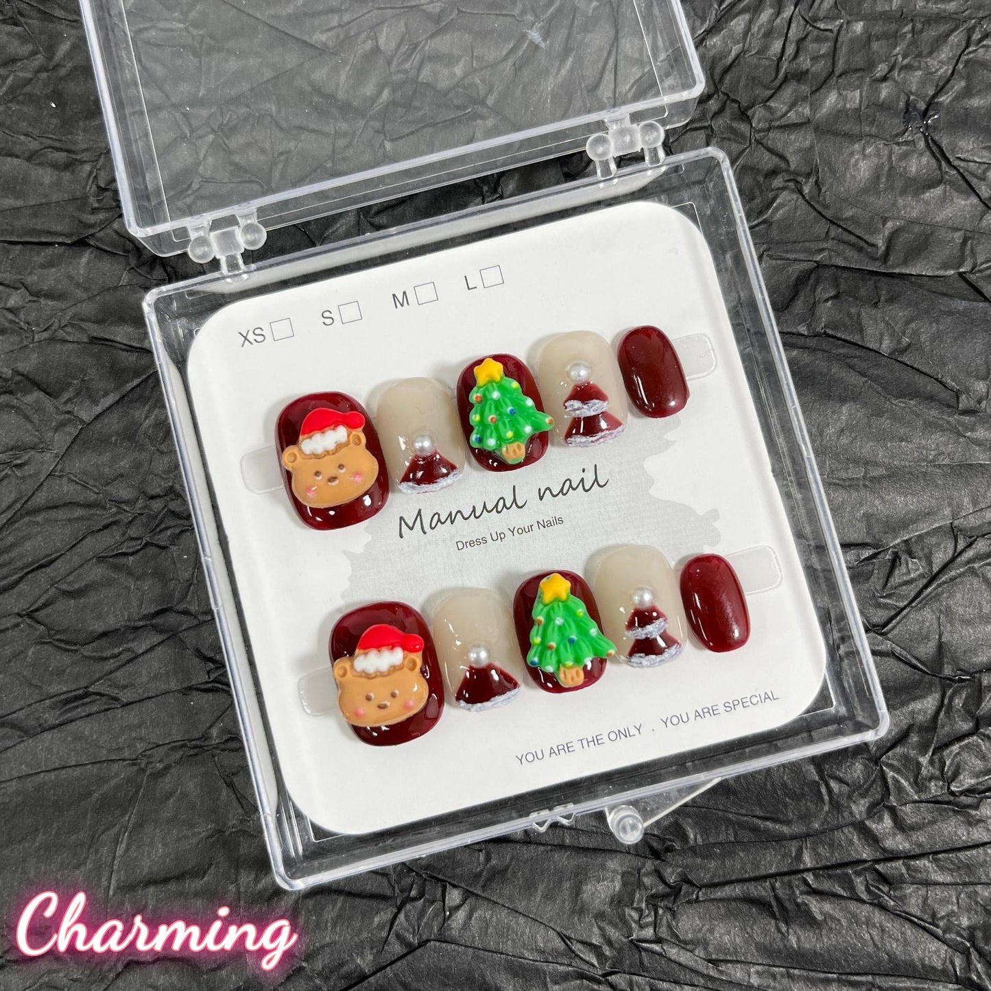Christmas Bear / Handmade Nails