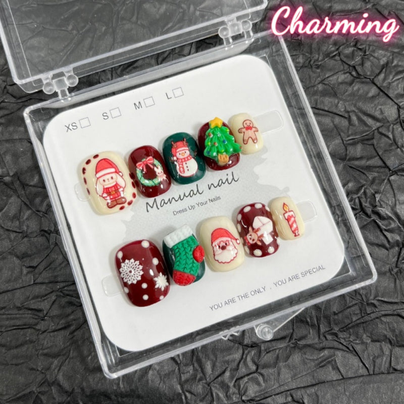 Christmas Bunny / Handmade Nails