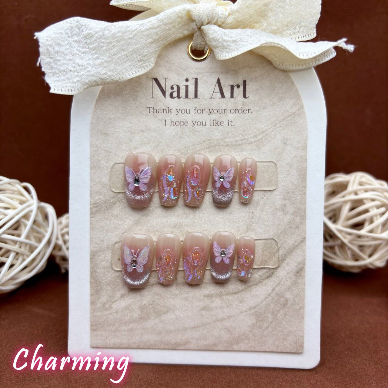 Flashing Butterfly / Handmade Nails
