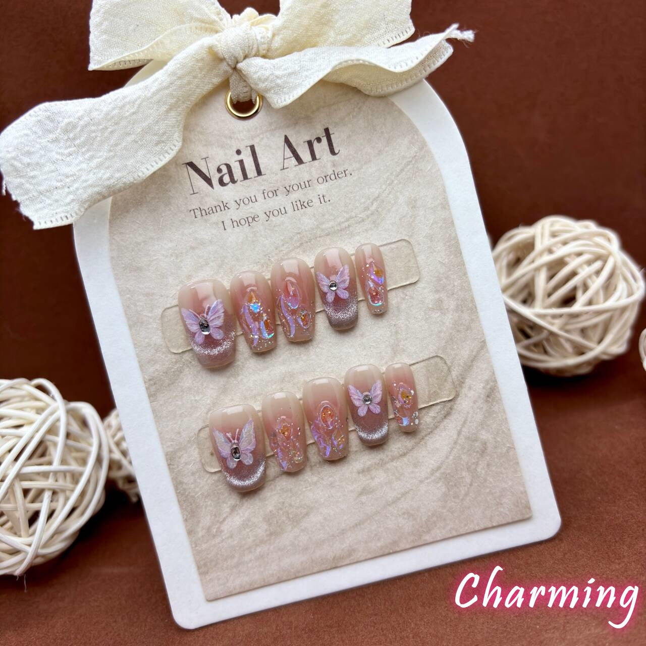 Flashing Butterfly / Handmade Nails