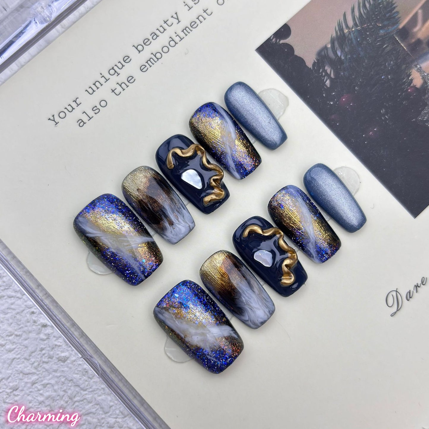 Deep Space Marble / Handmade Nails