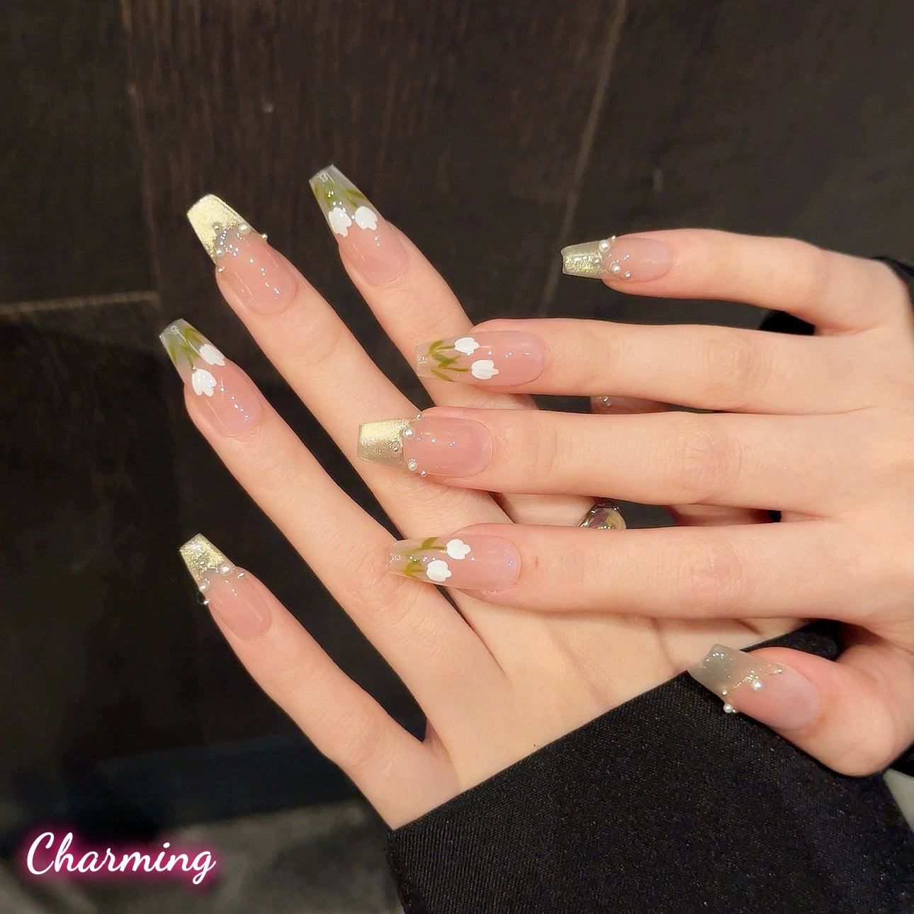 Ice Crystal Tulip / Handmade Nails