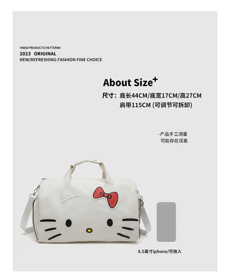 Cartoon Cute Big Bag Shoulder Bow KT Cat Portable Gym Bag Crossbody Travel Bag