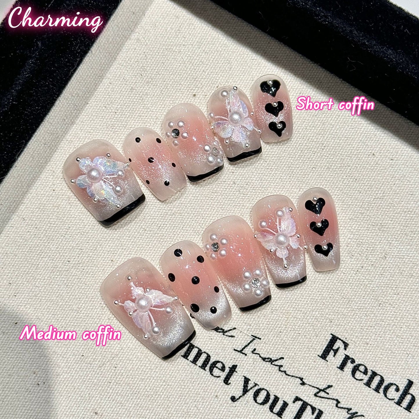 Polka Dots & Butterflies / Handmade Nails