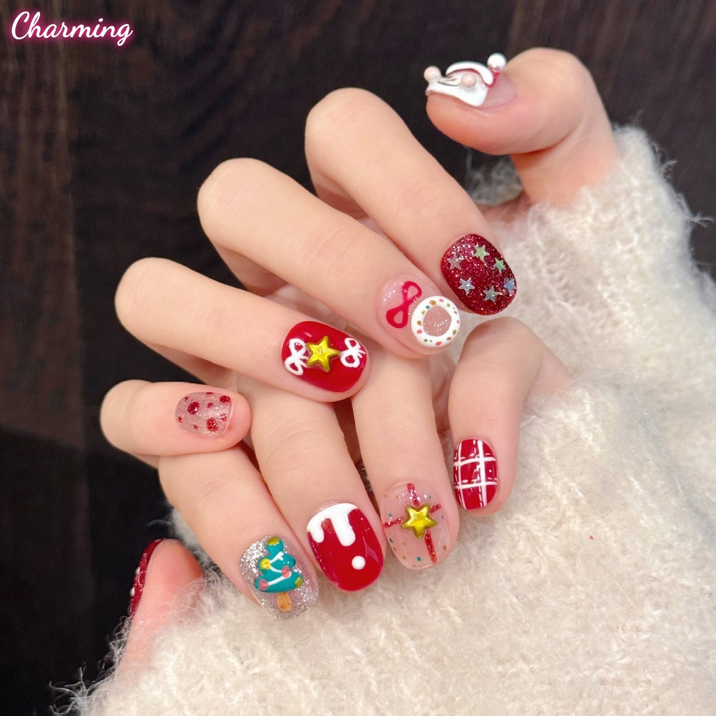 Christmas Snow Night / Handmade Nails