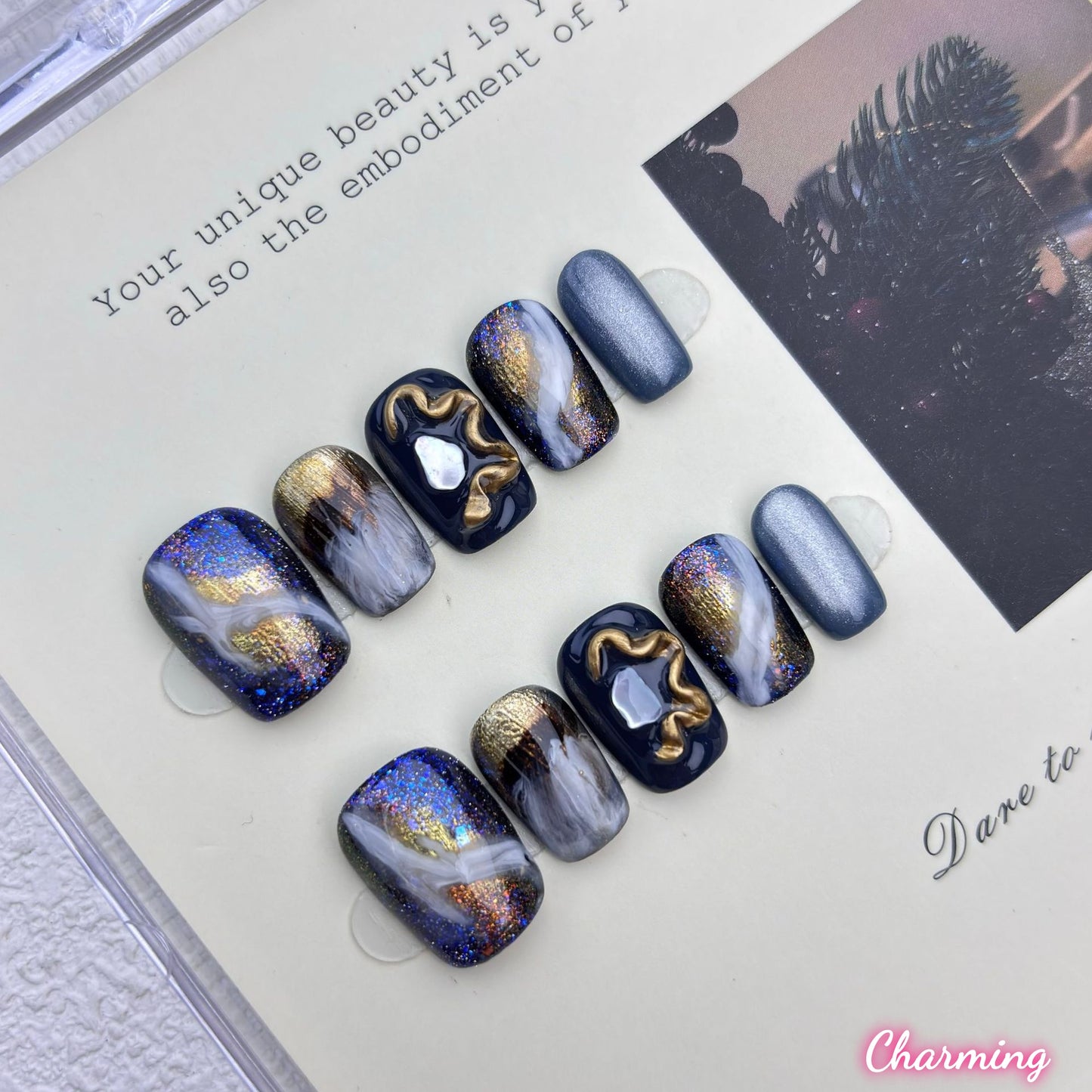 Deep Space Marble / Handmade Nails