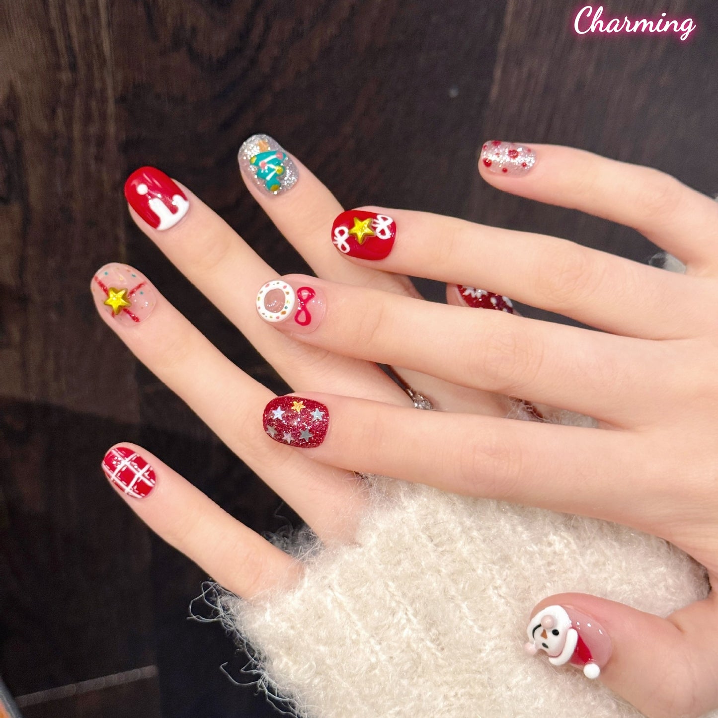 Christmas Snow Night / Handmade Nails