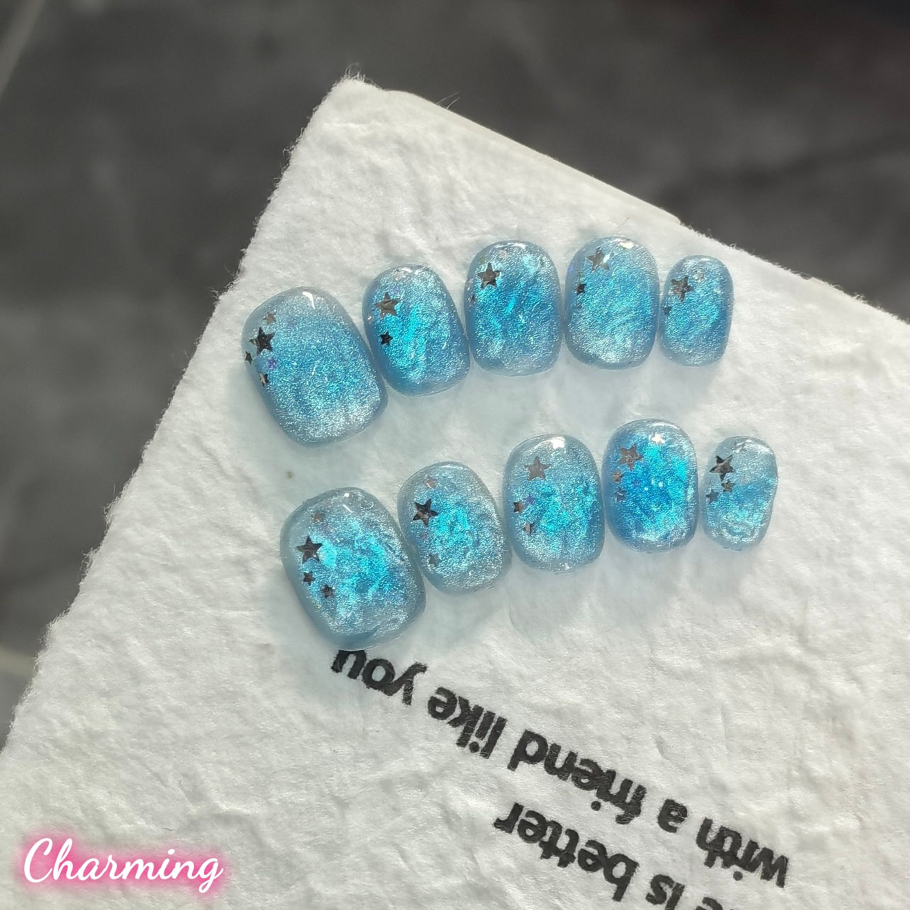 ice-blue sea / Handmade Nails
