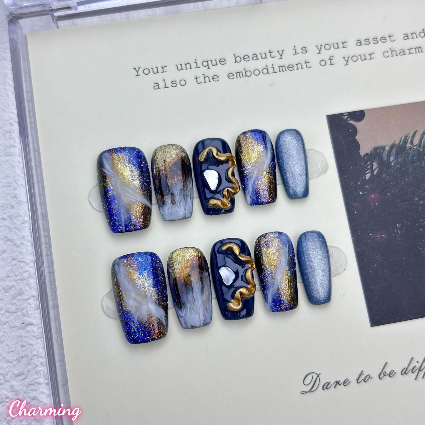 Deep Space Marble / Handmade Nails
