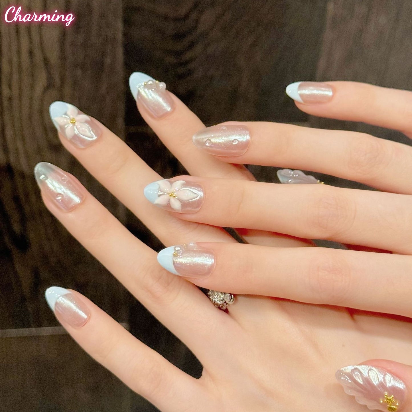 Silvered Hydrangea / Handmade Nails