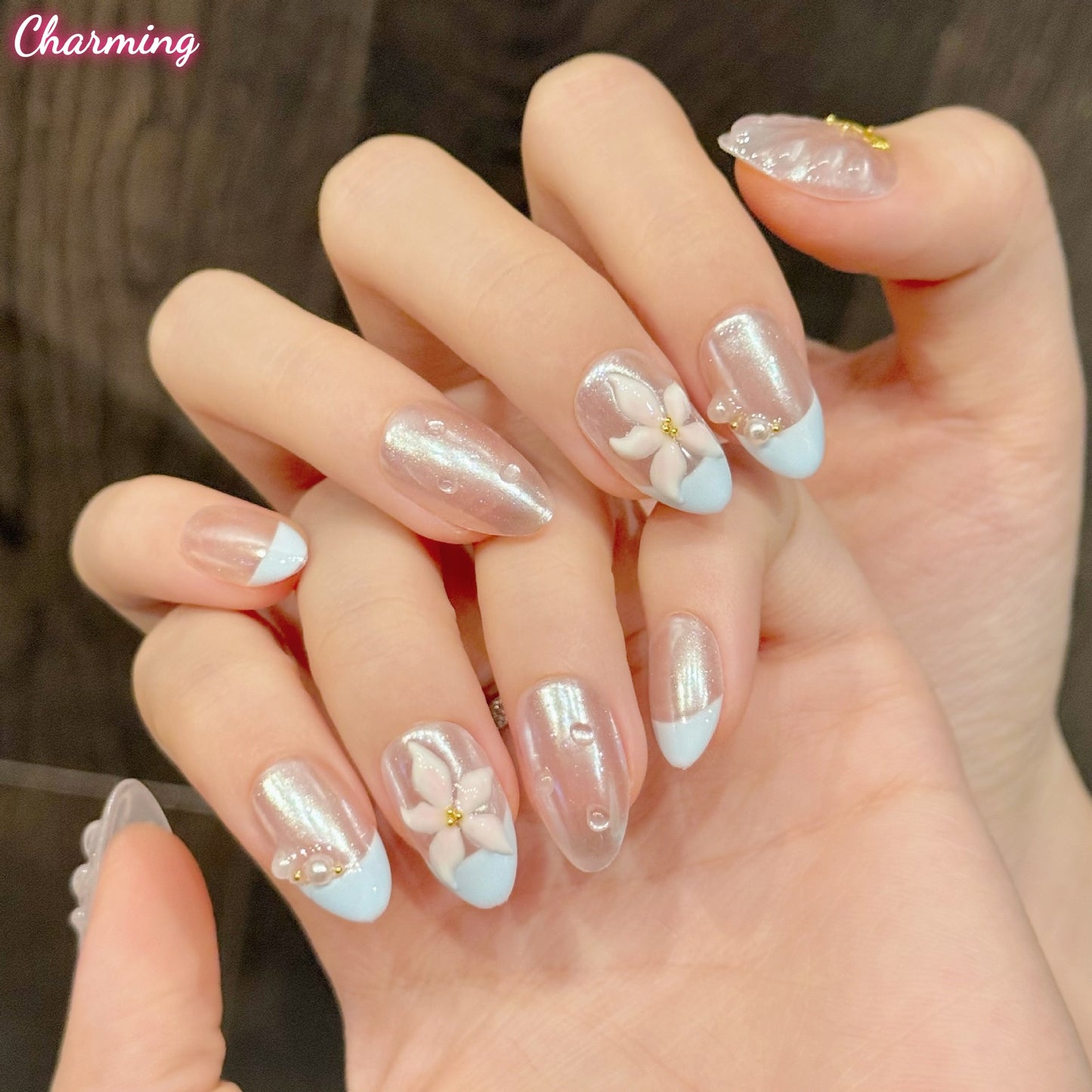 Silvered Hydrangea / Handmade Nails