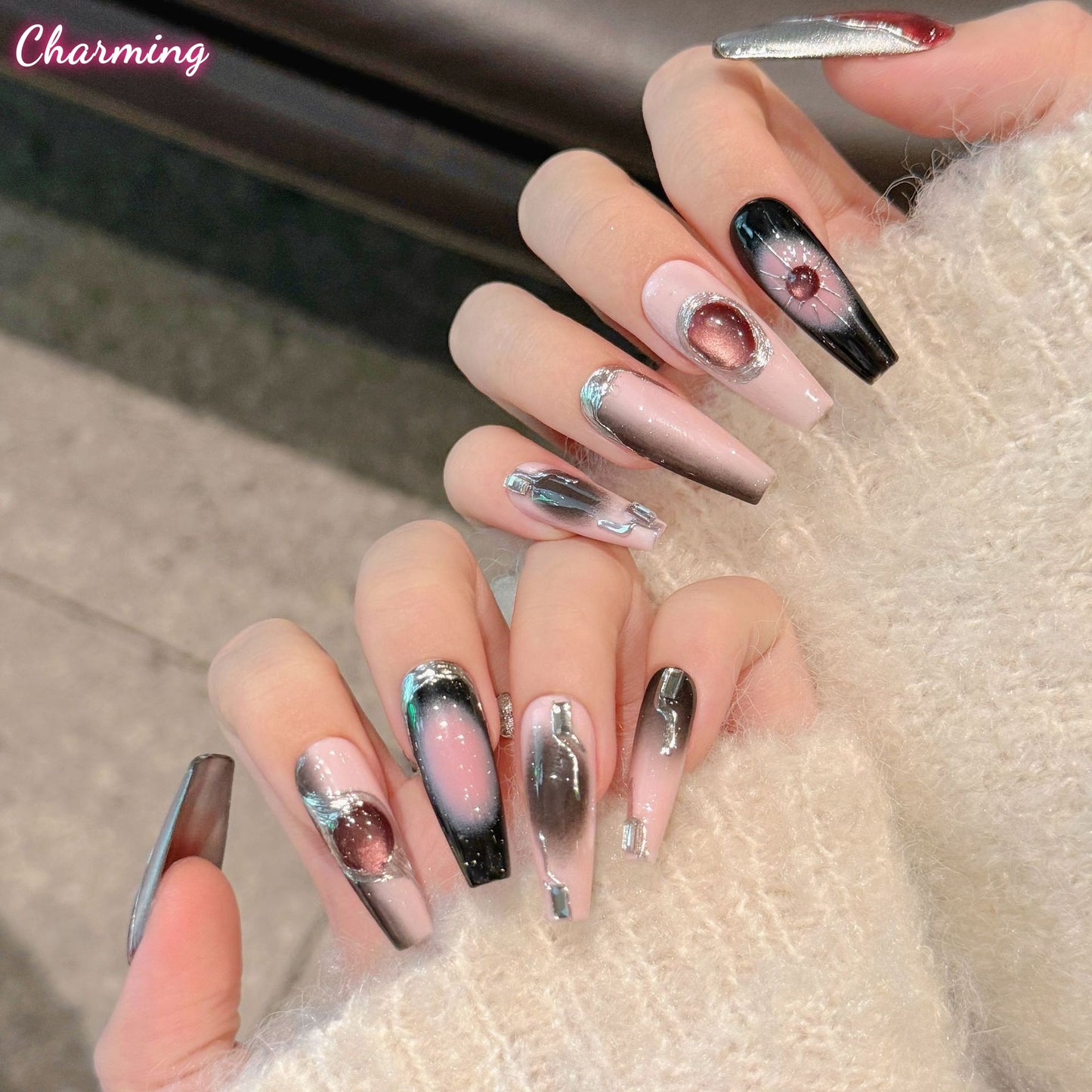 Black Hole Blush / Handmade Nails