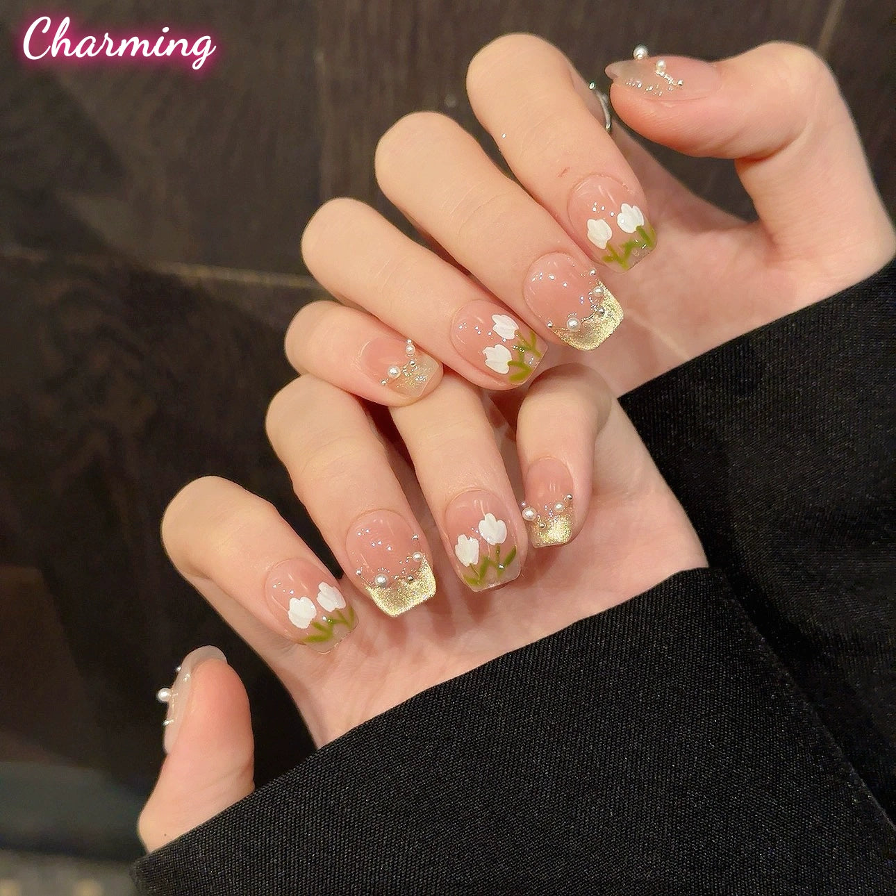 Ice Crystal Tulip / Handmade Nails