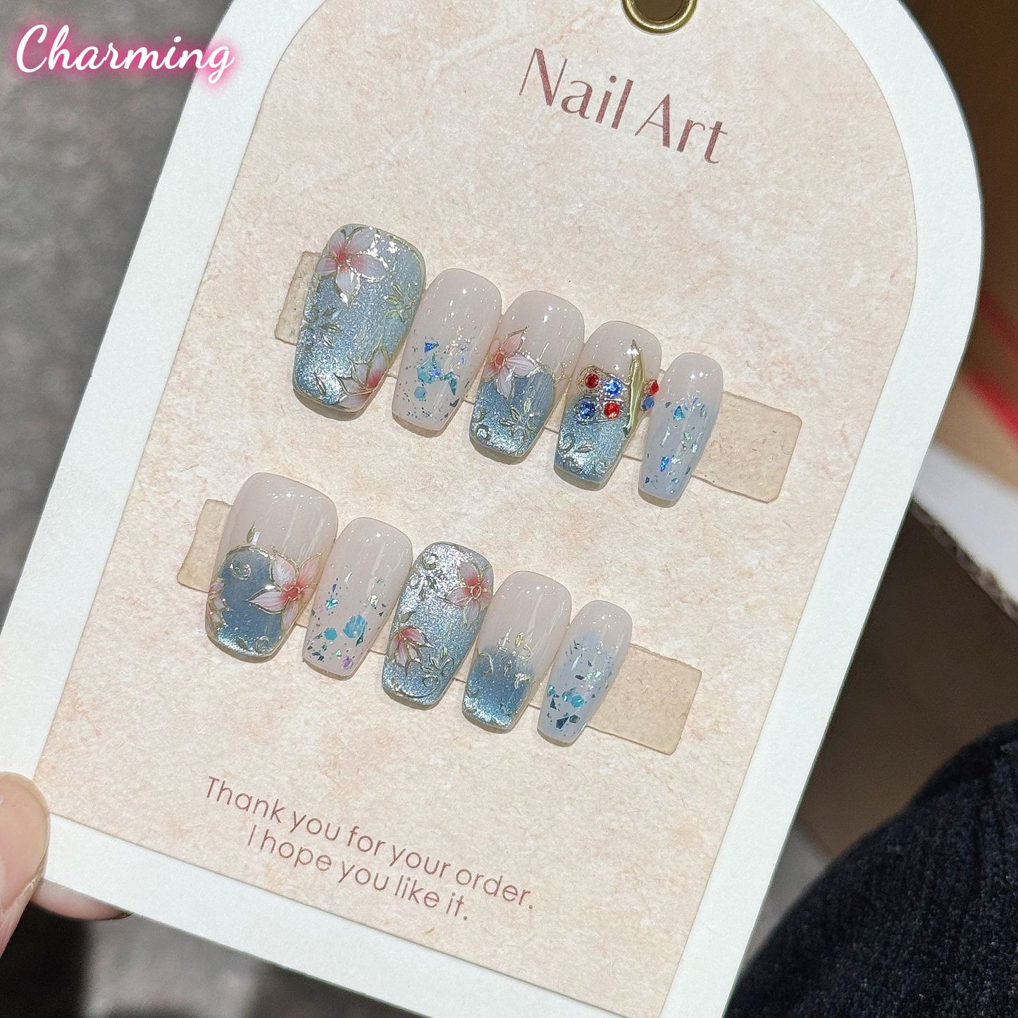 Floral Enamel / Handmade Nails