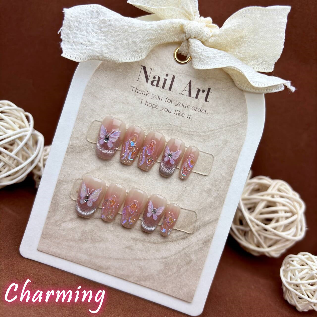 Flashing Butterfly / Handmade Nails