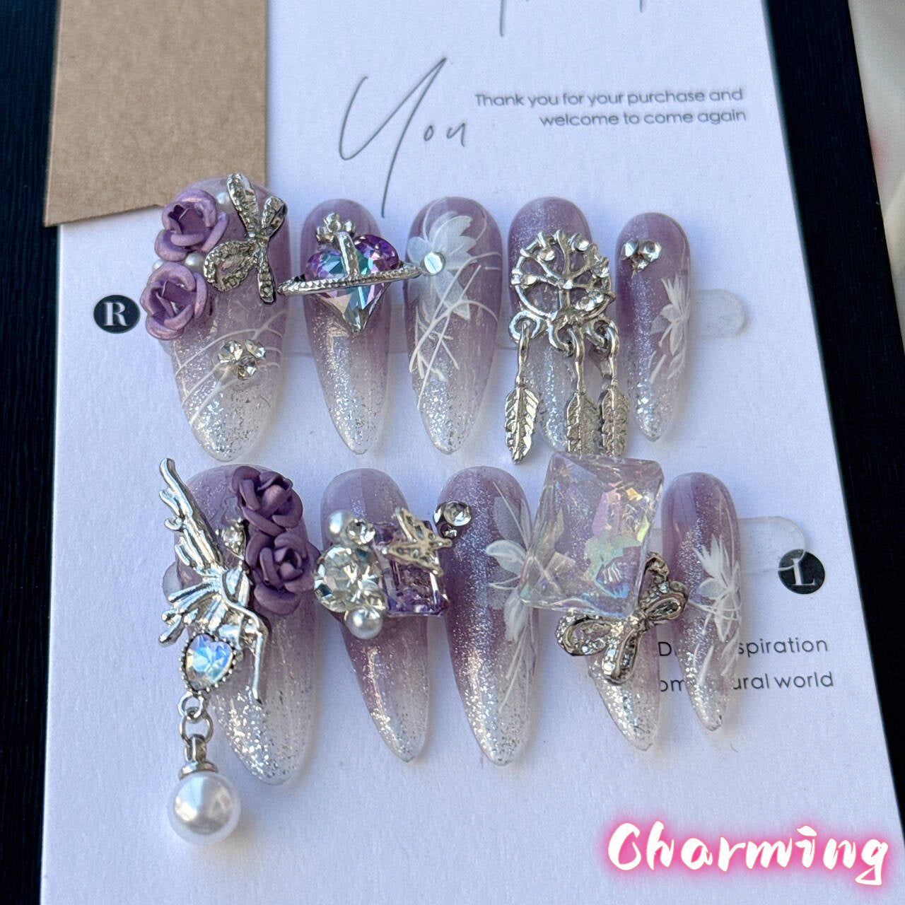 Purple charm / Handmade Nails