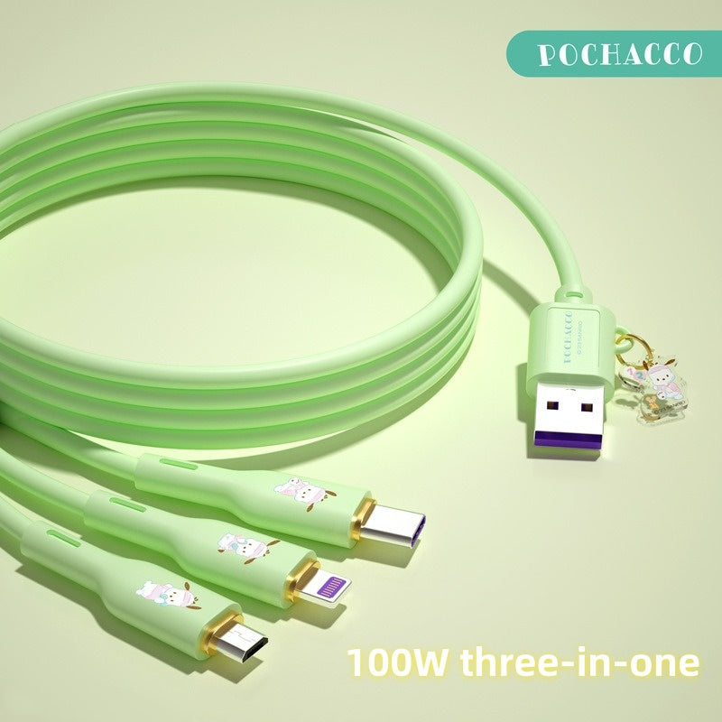 One to three super fast charging data cable suitable for Apple-typec