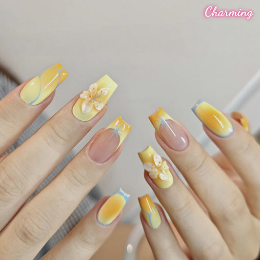Warm orange sunset light / Handmade Nails