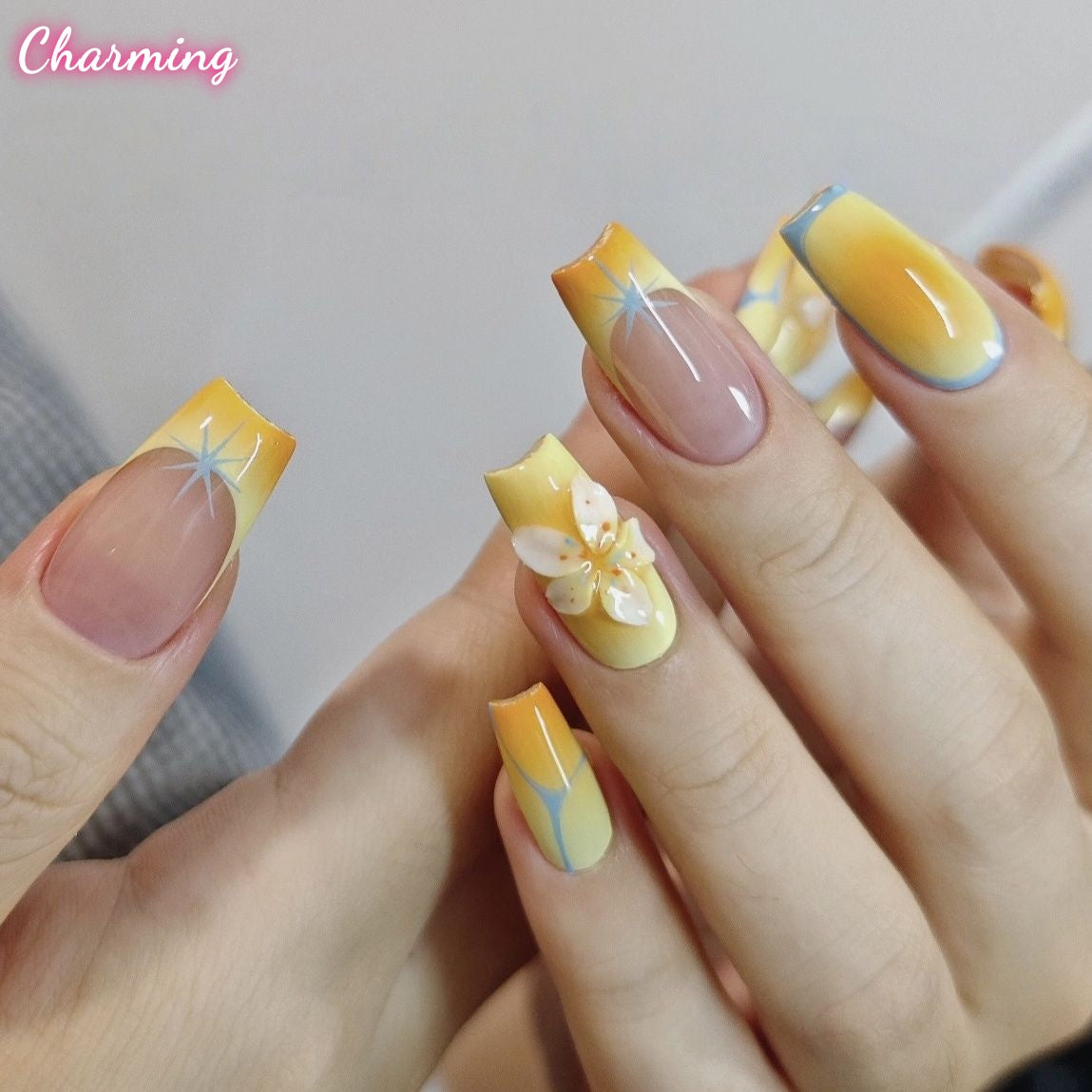 Warm orange sunset light / Handmade Nails