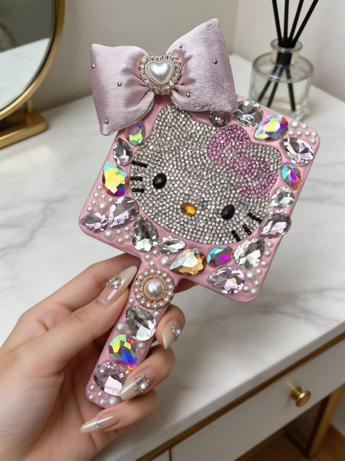 Kt Rhinestone Mirror – Handmade