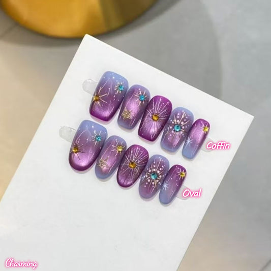 Stardust Violet Dream / Handmade Nails