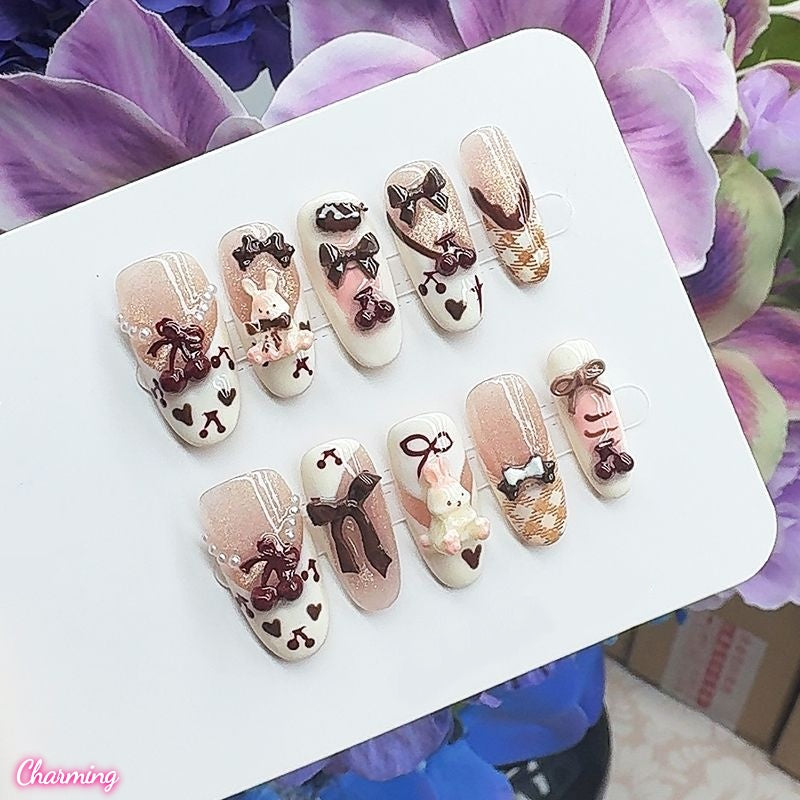 Cherry Bunny / Handmade Nails
