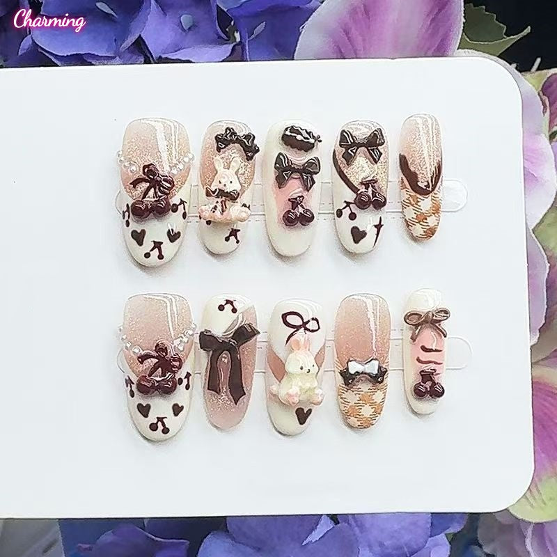 Cherry Bunny / Handmade Nails