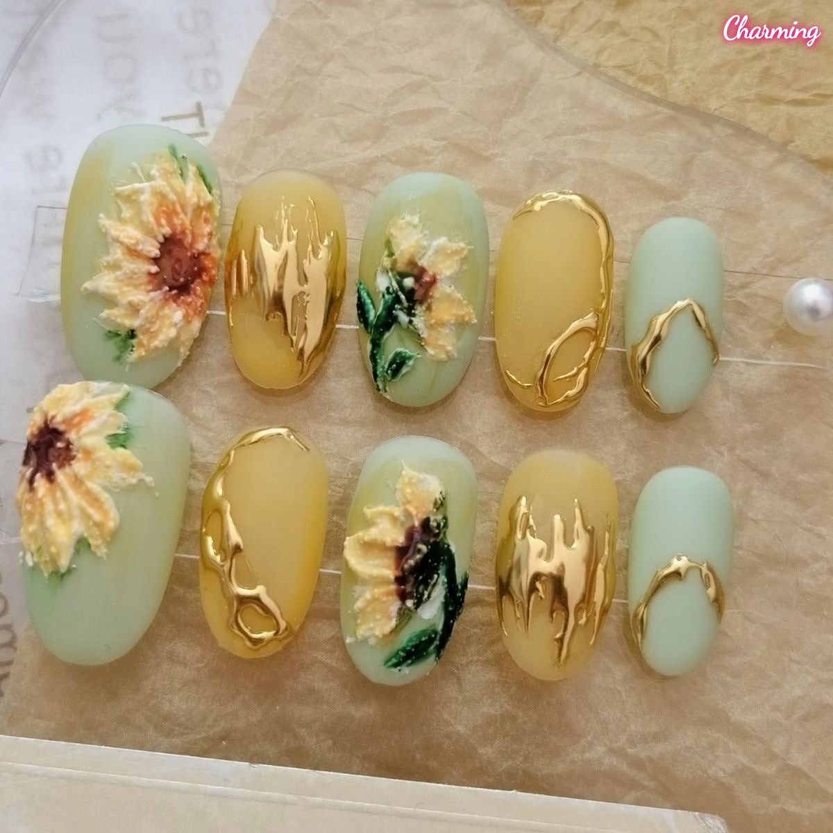 Sunflower Field / Handmade Nails