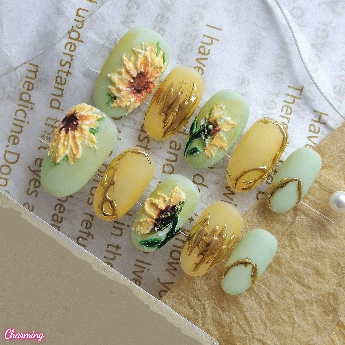 Sunflower Field / Handmade Nails