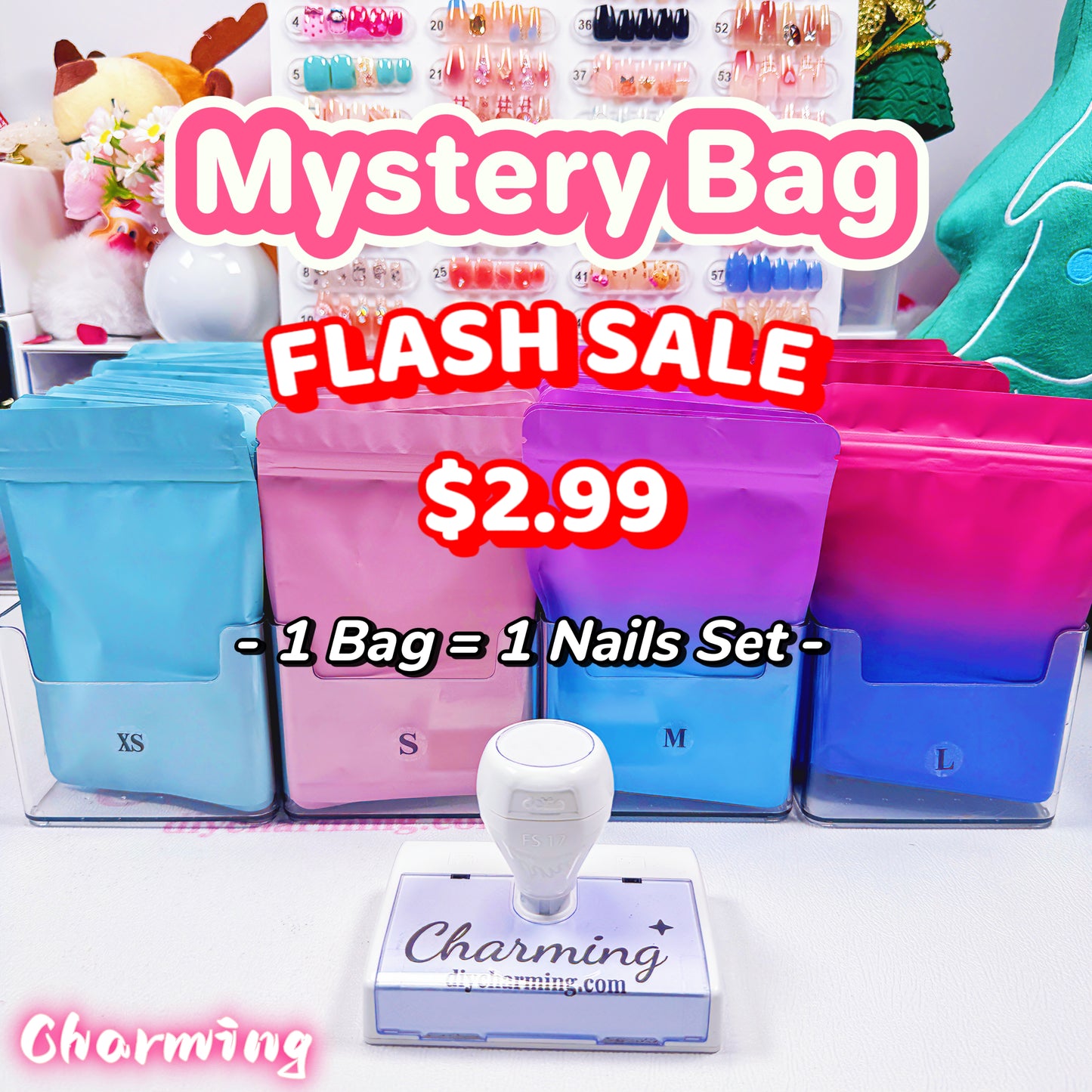 【MYSTERY BAG】$2.99 Flash Sale 1 Bag=1 Random Press On Set (10pcs)