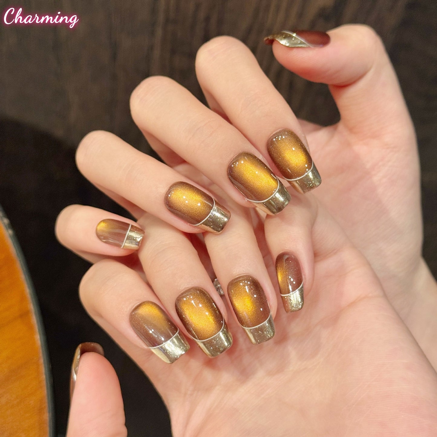 Amber Gilded Tips / Handmade Nails