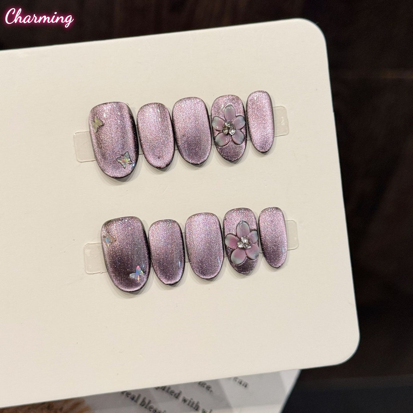 Amethyst Butterfly Bloom / Handmade Nails