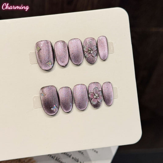 Amethyst Butterfly Bloom / Handmade Nails