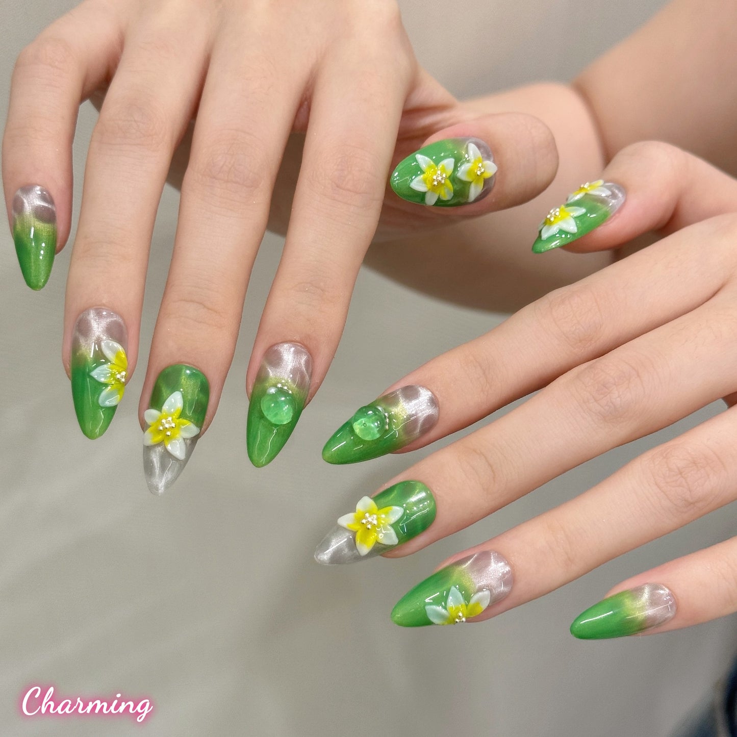 A Flower Adrift（Greener） / Handmade Nails