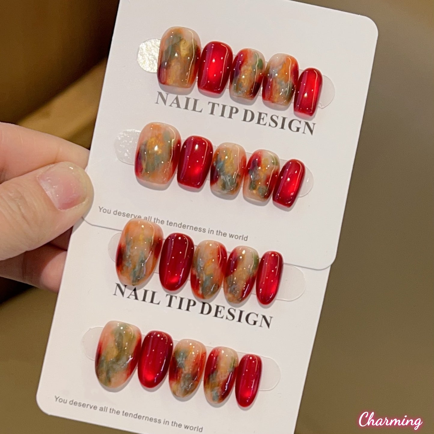 Dunhuang in Crimson Sky / Handmade Nails