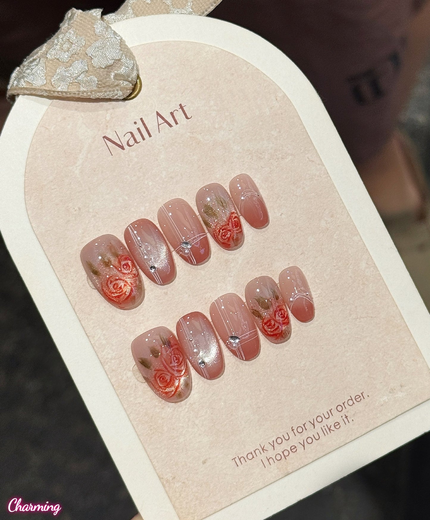 Stellar Rose Cat's Eye / Handmade Nails