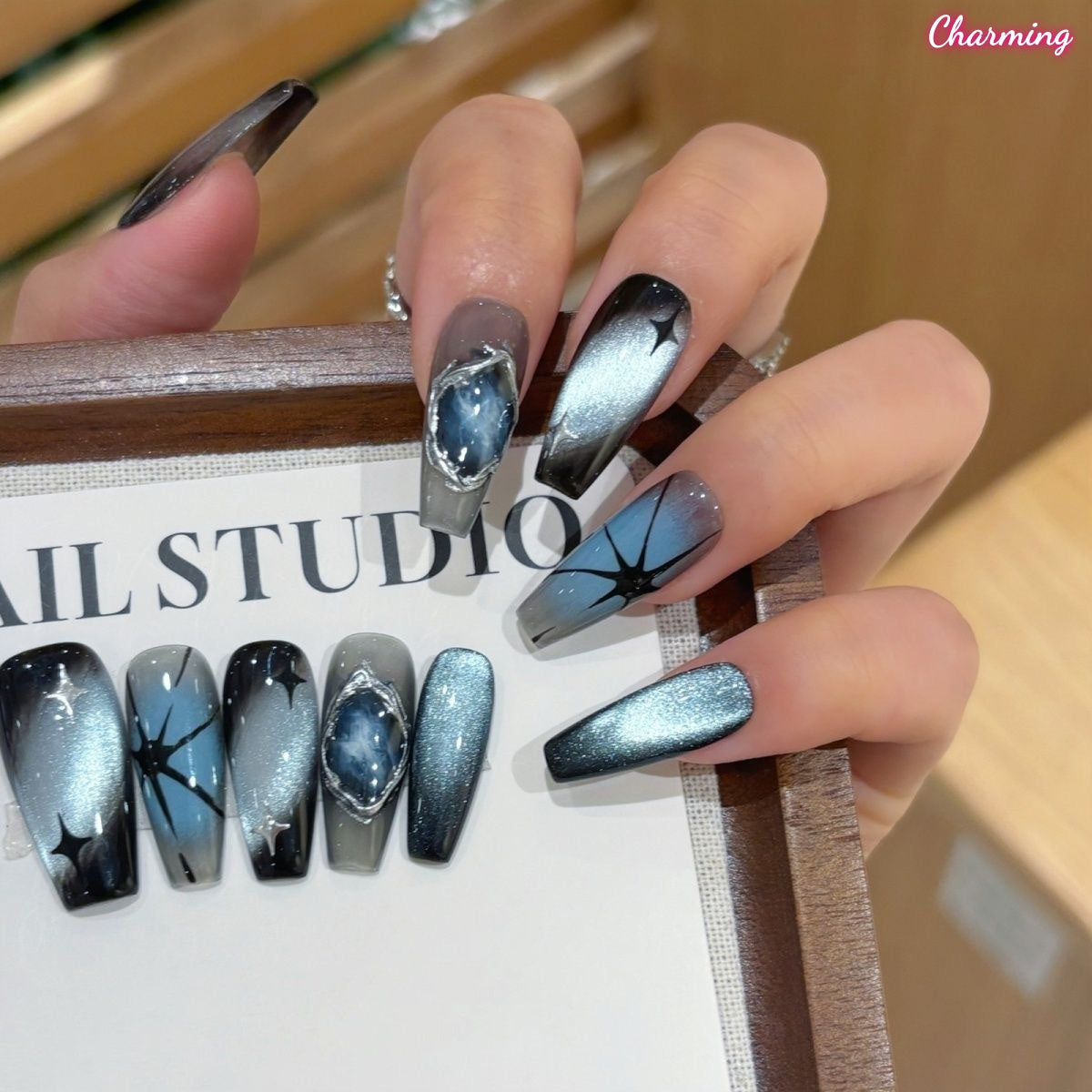Blackout Stars / Handmade Nails
